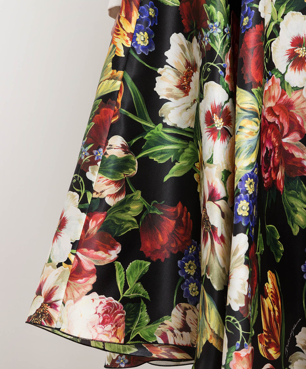 Dolce&Gabbana Black skirt made of silk in Garden print F4BL8THS17W image 5