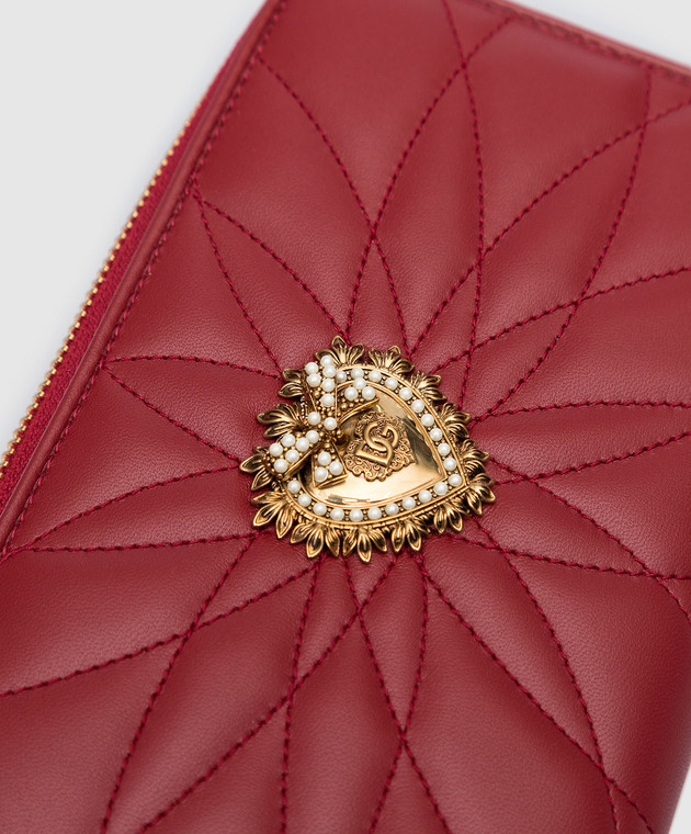 Dolce&Gabbana Шкіряний червоний гаманець Devotion з перлинами інкрустацією: BI0473AV967 зображення 4