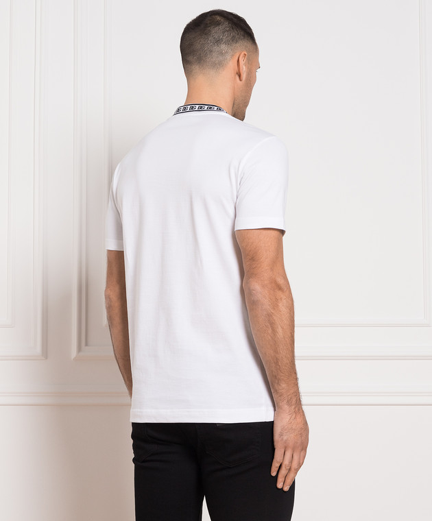 Dolce&Gabbana White t-shirt with contrasting DG logo embroidery G8PJ4ZHU7MA изображение 4