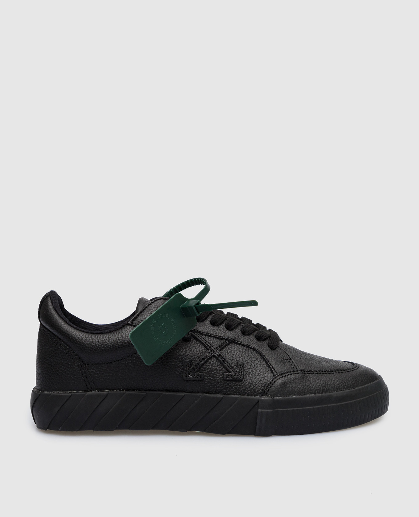 

Черные кожаные сникеры Low Vulcanized с нашивкой логотипа Arrow, Черный, Кроссовки