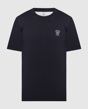 Brunello Cucinelli Голубая футболка с принтом логотипа M0T618442