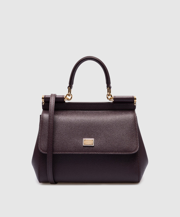 Dolce & Gabbana Sicily Small Leather Satchel in Purple