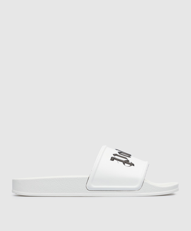 Palm Angels Білі слайдери з фактурним логотипом PWIC002C99PLA003