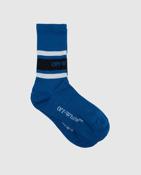 Off-White Голубые носки с логотипом OWRA037F23KNI001