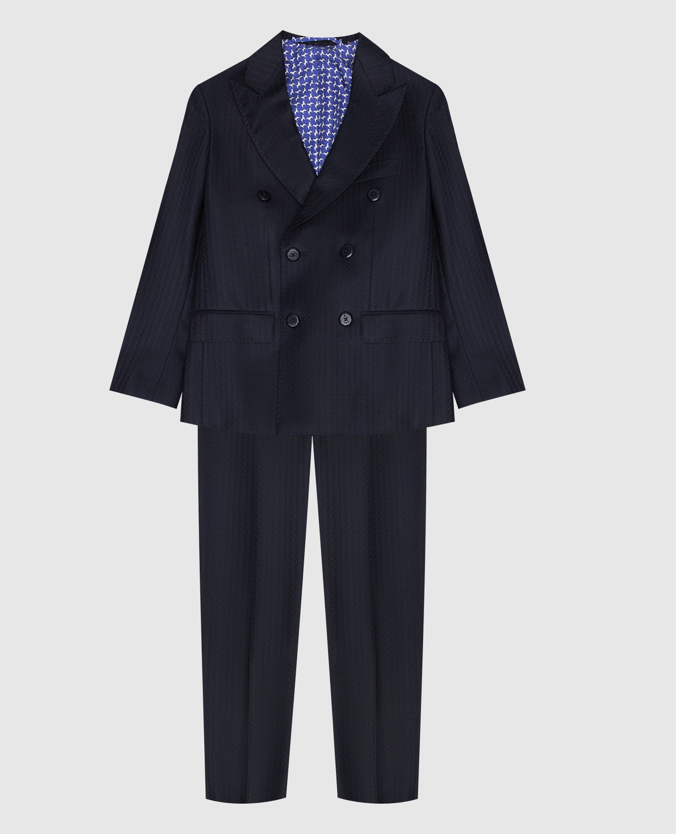 Children's blue double-breasted striped wool suit