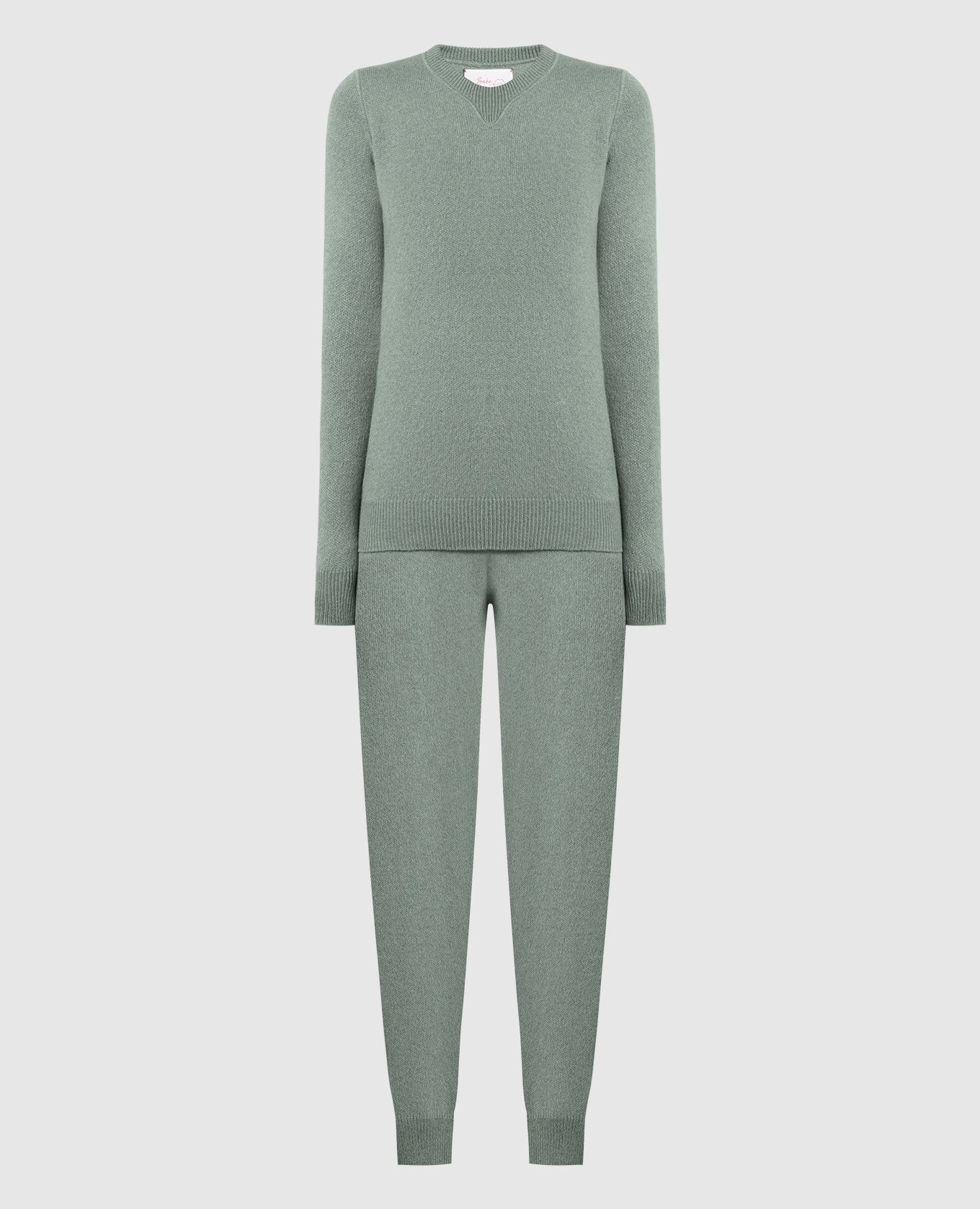 Green cashmere jumper and joggers suit