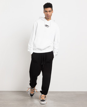 Off-White Біле худі з контрастним принтом Graffiti OMBB097S23FLE008