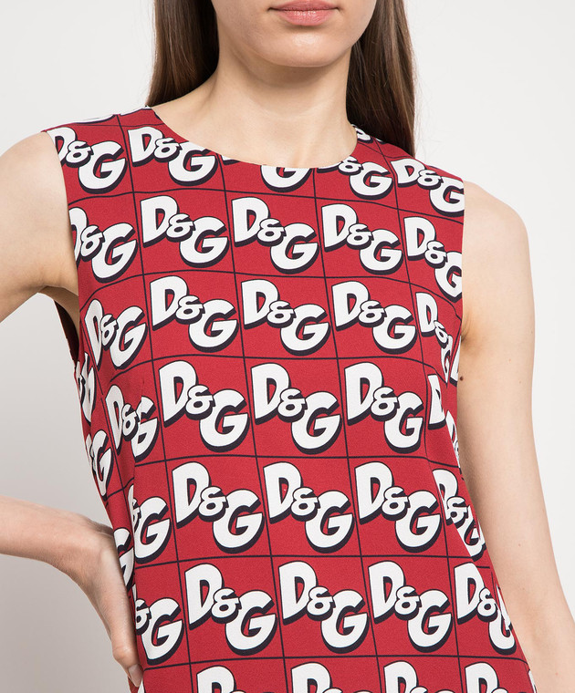 Dolce&Gabbana Red dress with logo print F65H0TFSRKQ image 5