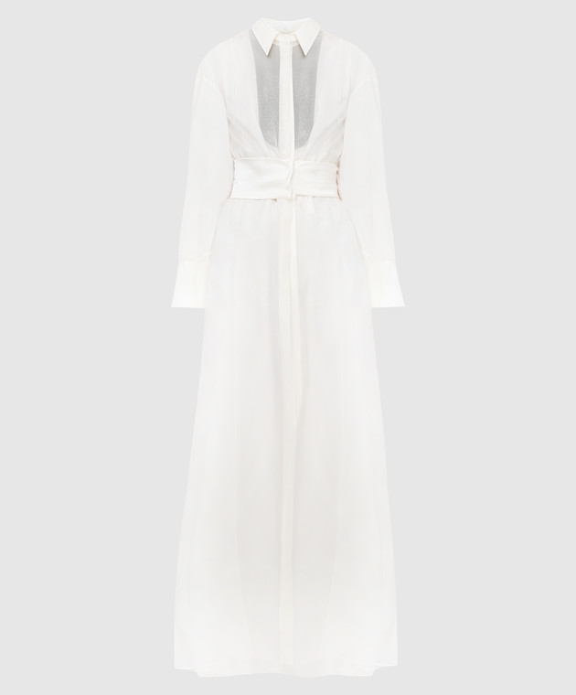 Brunello Cucinelli Біла шовкова сукня зі шлейфом MF940ADM32