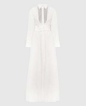 Brunello Cucinelli Белое шелковое платье со шлейфом MF940ADM32