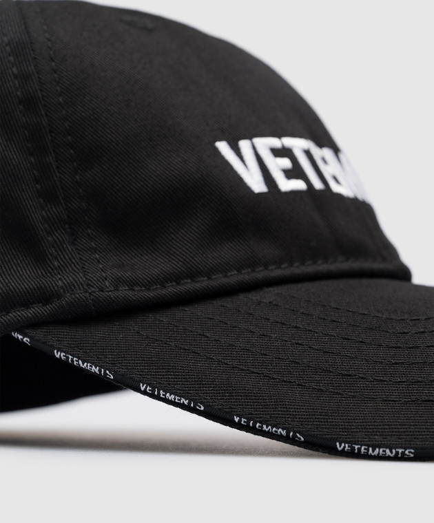 Vetements Black cap with logo embroidery UE54CA180B image 4