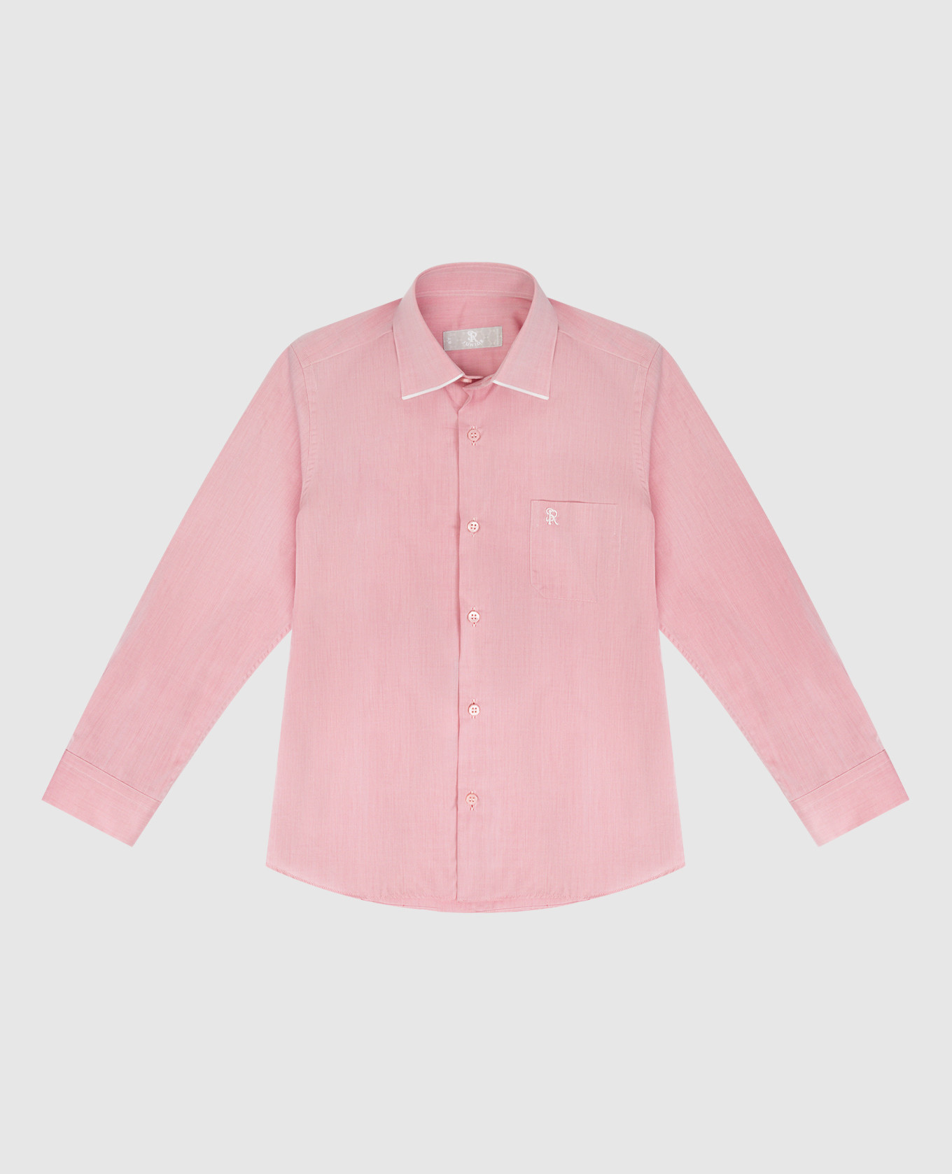 Детская розовая рубашка в вышивкой логотипа
