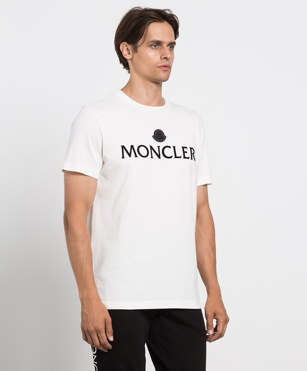 Moncler Белая футболка с контрастным логотипом 8C000078390T изображение 3