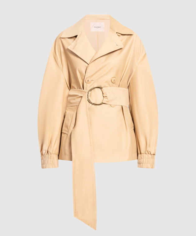 Twinset Beige double-breasted trench coat 231TP2201