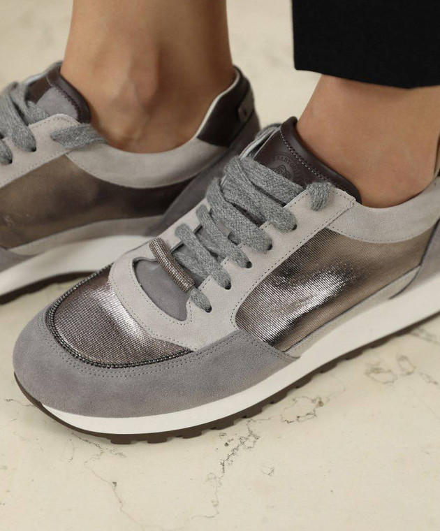 Peserico Gray combination sneakers with monil chain S39577C0R09401 image 7