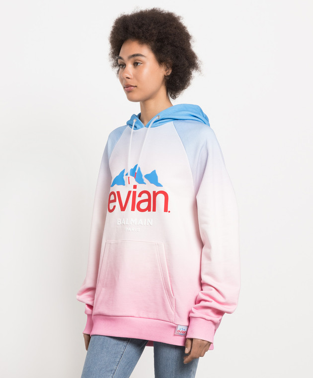 Balmain Balmain x Evian logo hoodie in pink AF2JT020GD01 image 3