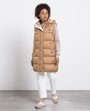 Brunello Cucinelli Коричневый пуховый жилет с цепочкой мониль MH5049623