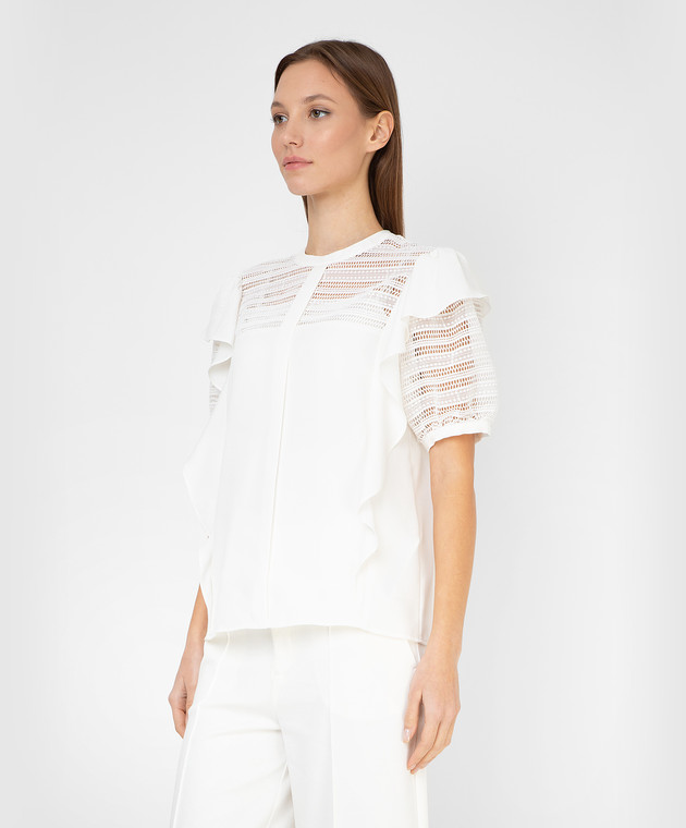 Twin Set Біла блуза з воланами 221TP2676 зображення 3