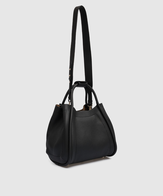 Max Mara Черная кожаная сумка-тоут MARINESDRUMMED MARINESDRUMMED изображение 3