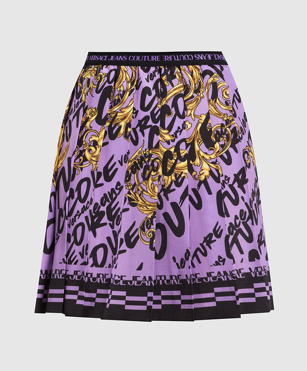 Versace Jeans Couture Purple pleated skirt with BRUSH COUTURE print 73HAE813NS173