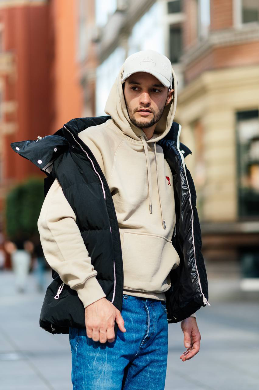 Ami Paris Бежевые худи с логотипом USW205747 изображение 6