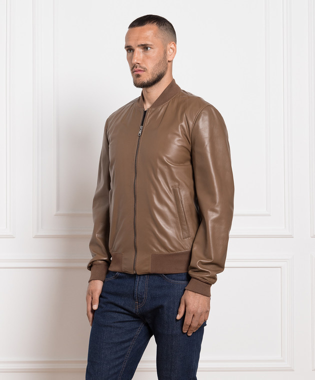 Dolce&Gabbana Brown leather bomber jacket G9PB9LGEZT6 image 3
