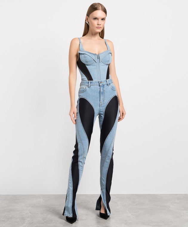 Thierry Mugler Комбинированные джинсы-скини с логотипом 23S6PA0358246 изображение 2