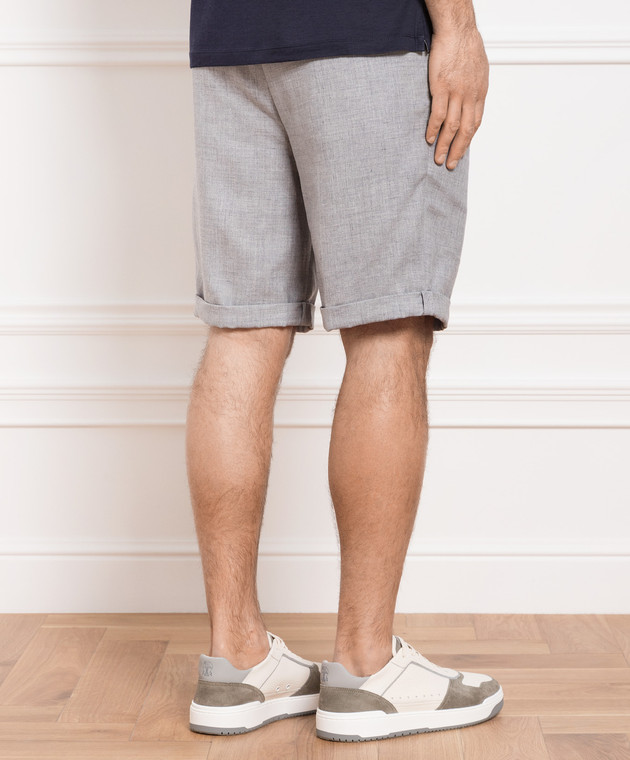 Brunello Cucinelli Серые шорты из льна и шерсти MW494V0340 изображение 4