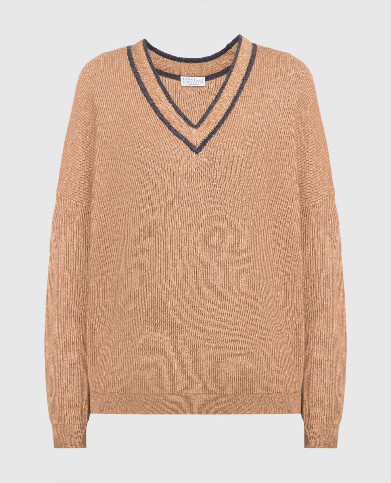 Brown pullover with monil chain