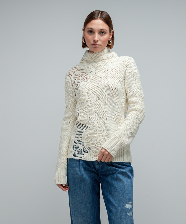 Ermanno Scervino White sweater in a textured pattern D435M745APHSK image 3