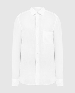 Stefano Ricci Белая рубашка из льна с вышивкой логотипа MC006711LX2330