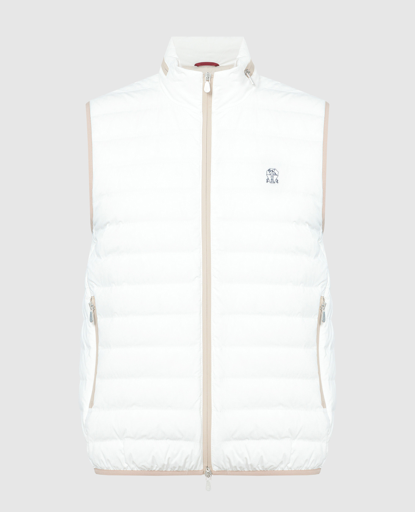 White down vest with logo
