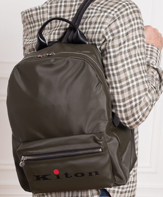Kiton Коричневый рюкзак с принтом логотипа UBN005XB6047 изображение 2
