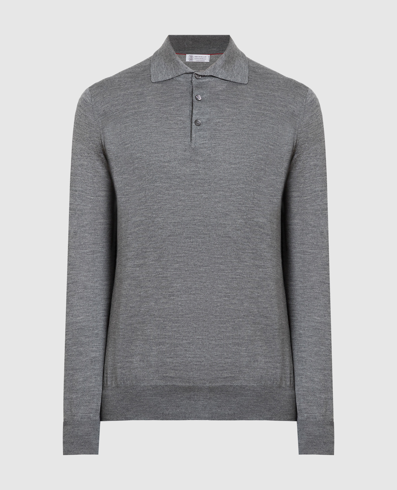 Gray wool and cashmere polo shirt