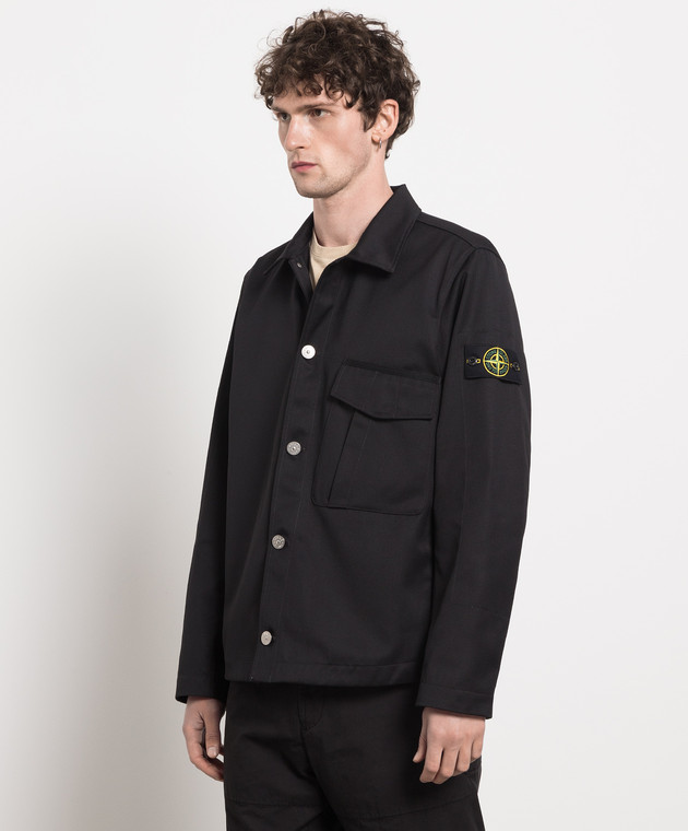Stone Island Черная рубашка с логотип патч 781510428 изображение 3