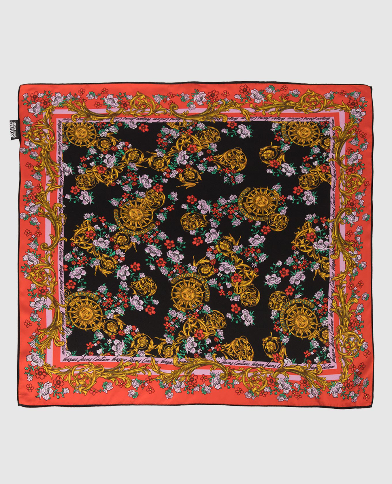

Шелковый платок в узор sun flower garland, Черный, Платки