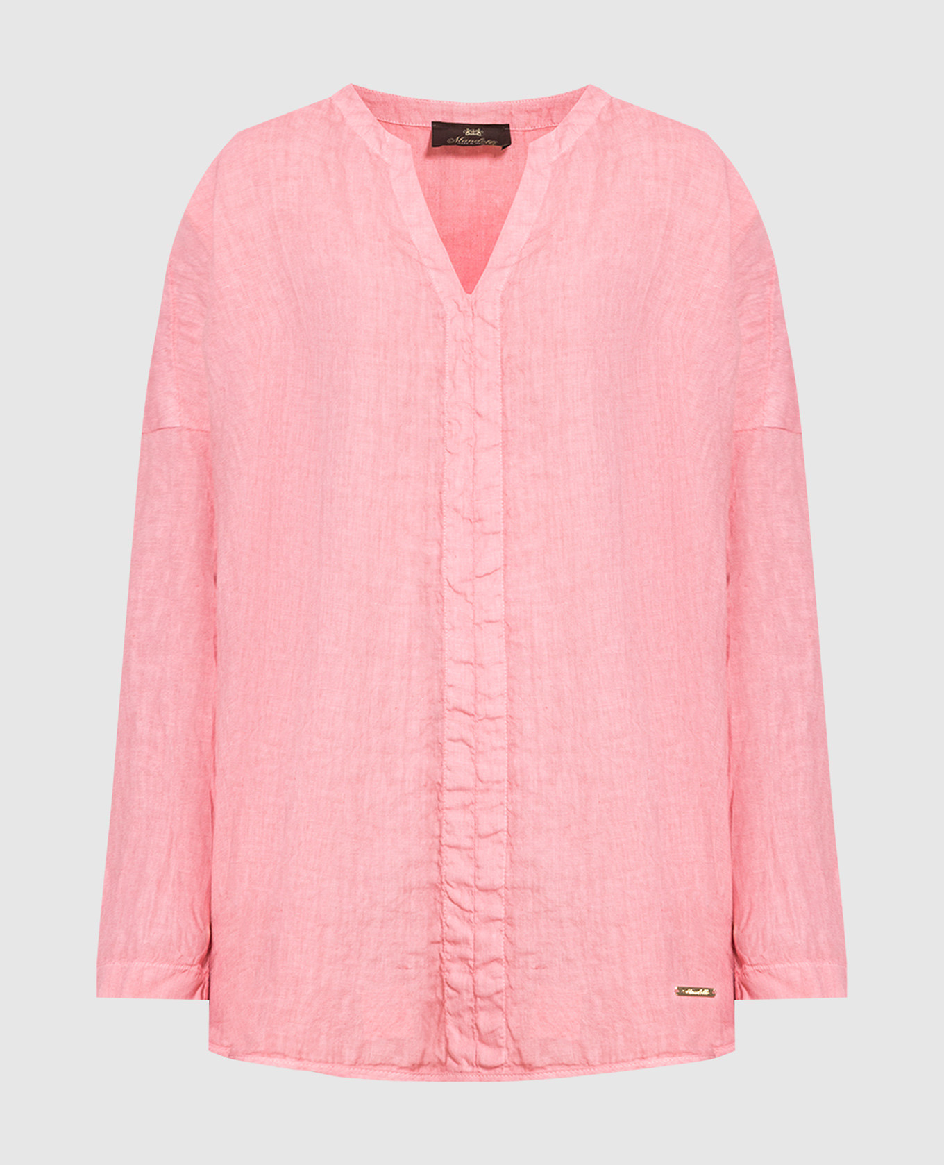 Pink linen blouse with logo