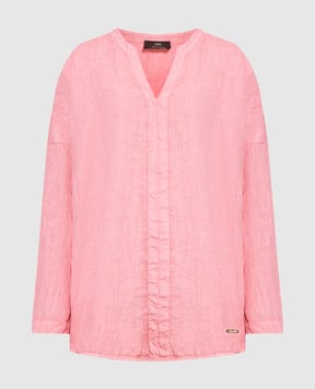 Enrico Mandelli Розовая блуза из льна с логотипом 0DAFNE5182