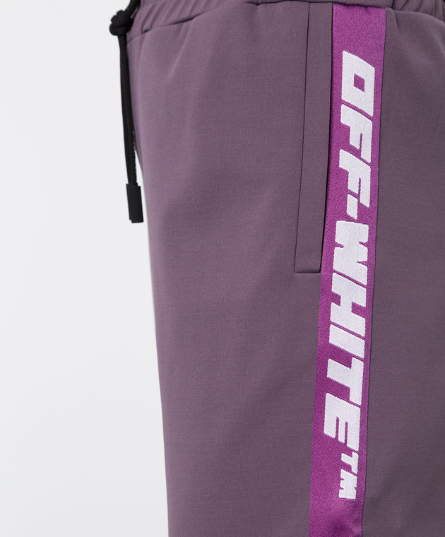 Off-White Фиолетовые спортивные брюки с брендированными лампасами Athl OWVI010F22JER001 изображение 5