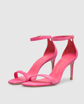 Stuart Weitzman Розовые замшевые босоножки Nunakedcurve 85 SE134
