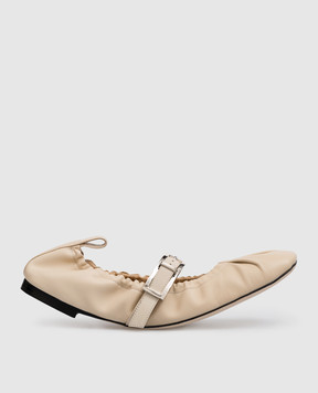 Sergio Rossi Nora beige leather ballet flats B02300MFI669