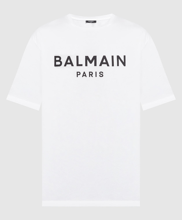Balmain White t-shirt with logo print AH1EG000BB73