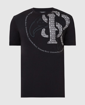 Stefano Ricci Черная футболка с принтом логотипа MNH2101570803