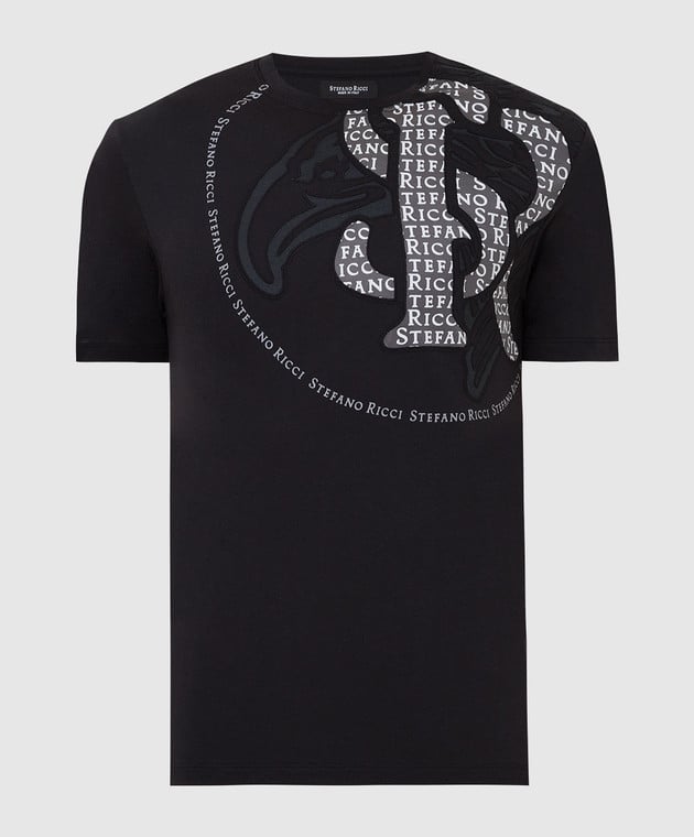Stefano Ricci Чорна футболка з принтом логотипу MNH2101570803