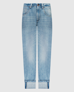 Brunello Cucinelli Блакитні джинси з ефектом потертості з ланцюжком моніль M0H72P5797