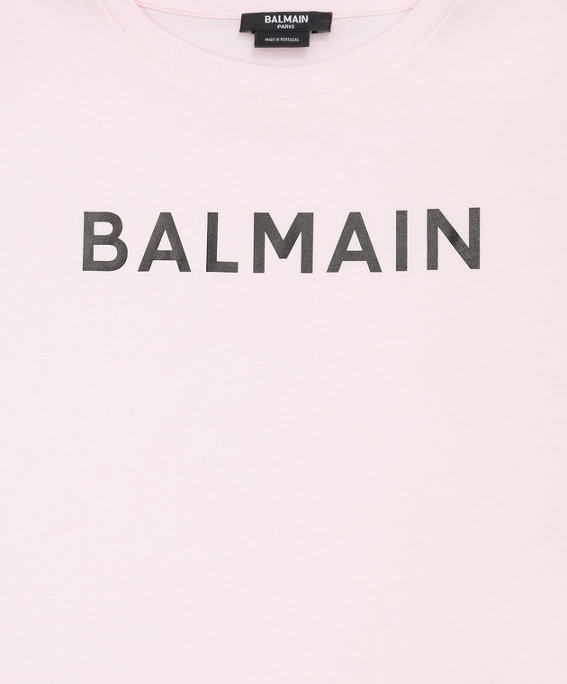 Balmain Children's pink t-shirt with logo BS8B41Z0082410 image 3