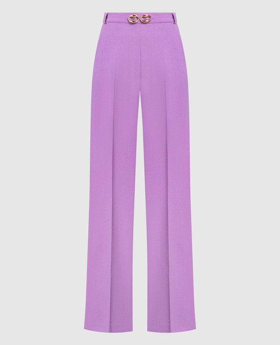 Фиолетовые брюки клеш из шерсти