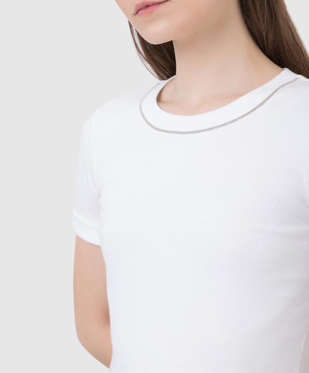 Peserico Біла футболка з ланцюжками S06840J005669 зображення 5