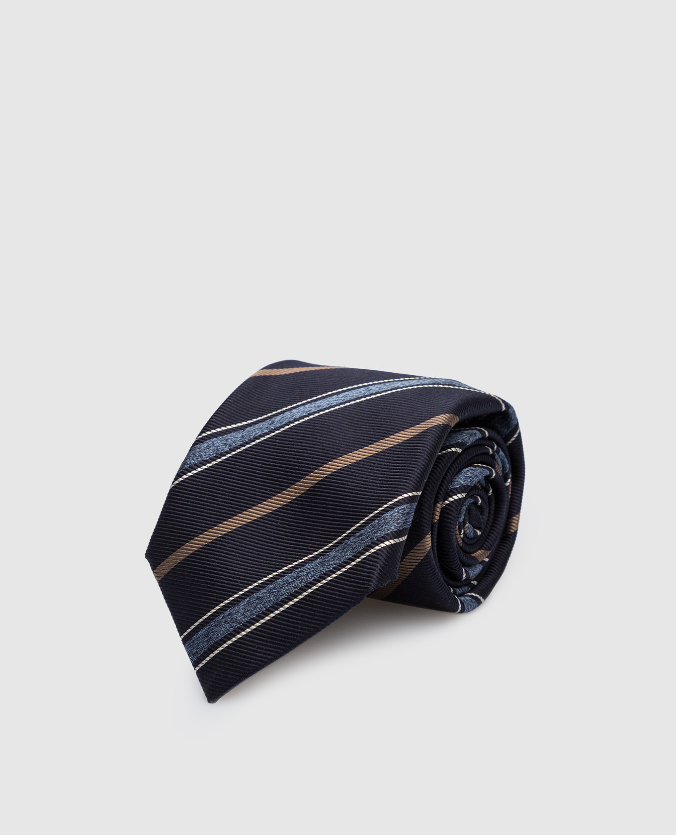Коричневый галстук из шелка с геометрическим узором