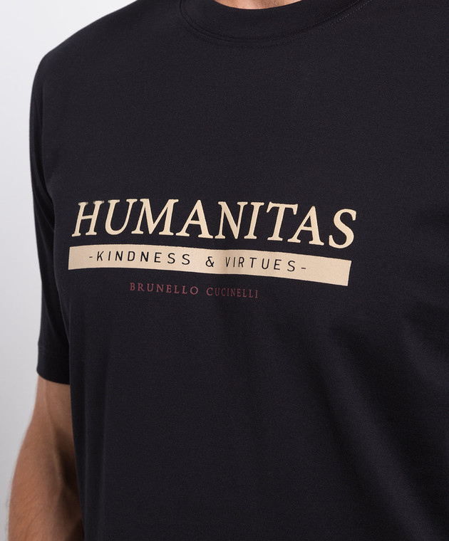 Brunello Cucinelli Черная футболка с принтом логотипа M0T718462 изображение 5